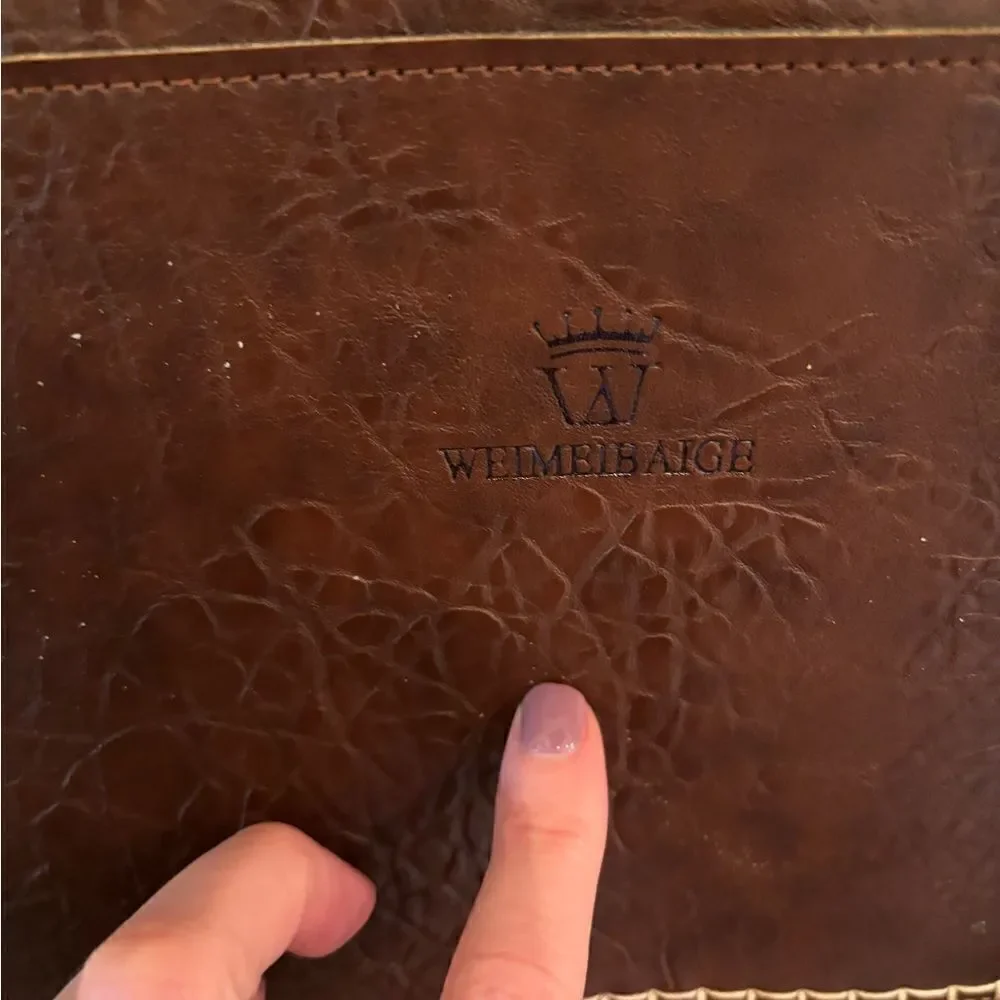 WEIMEIBAIGE LARGE BROWN FAUX LEATHER TOTE BAG